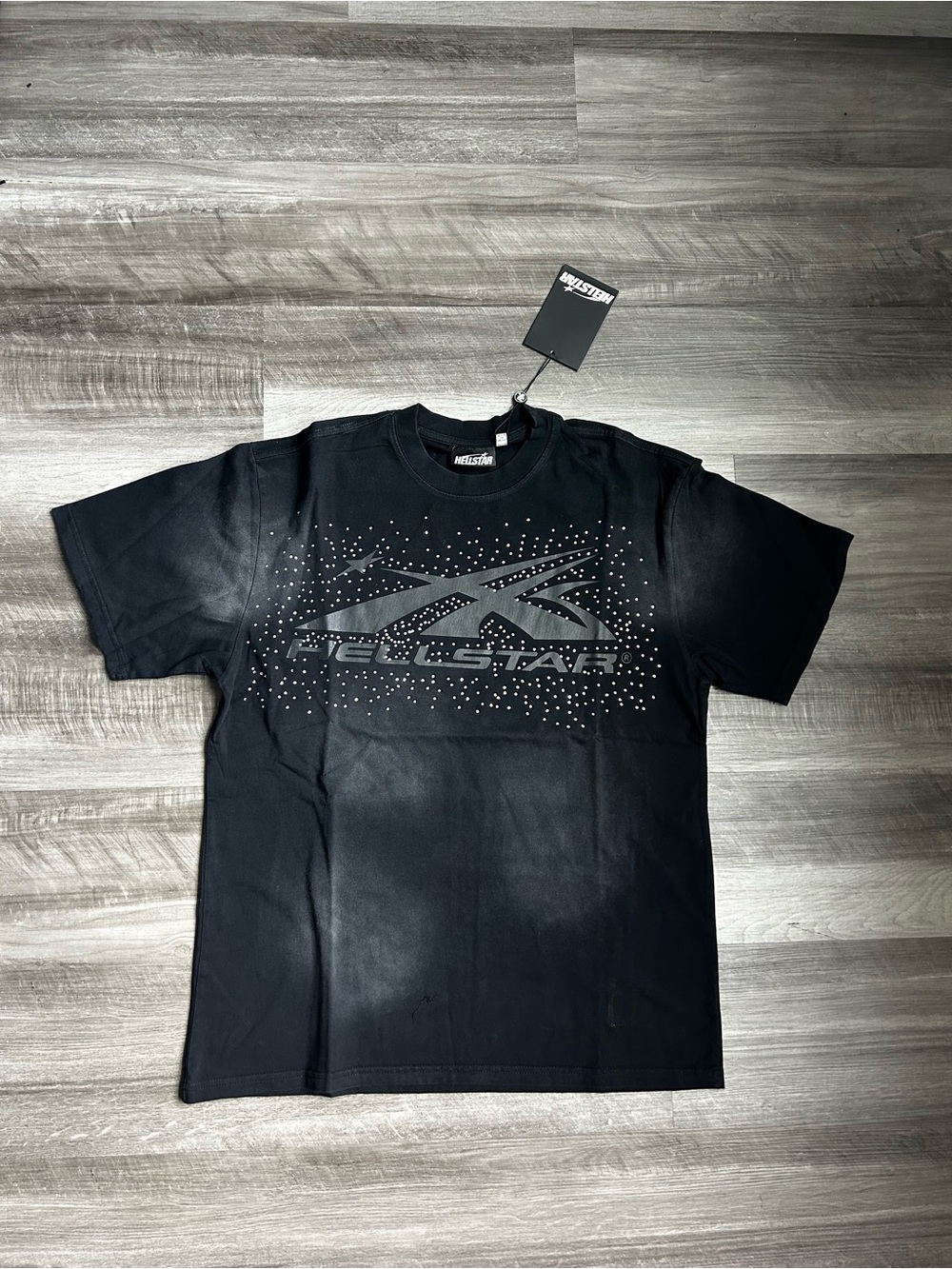 Hellstar Black Short-Sleeve Logo Tee With Rhinestones